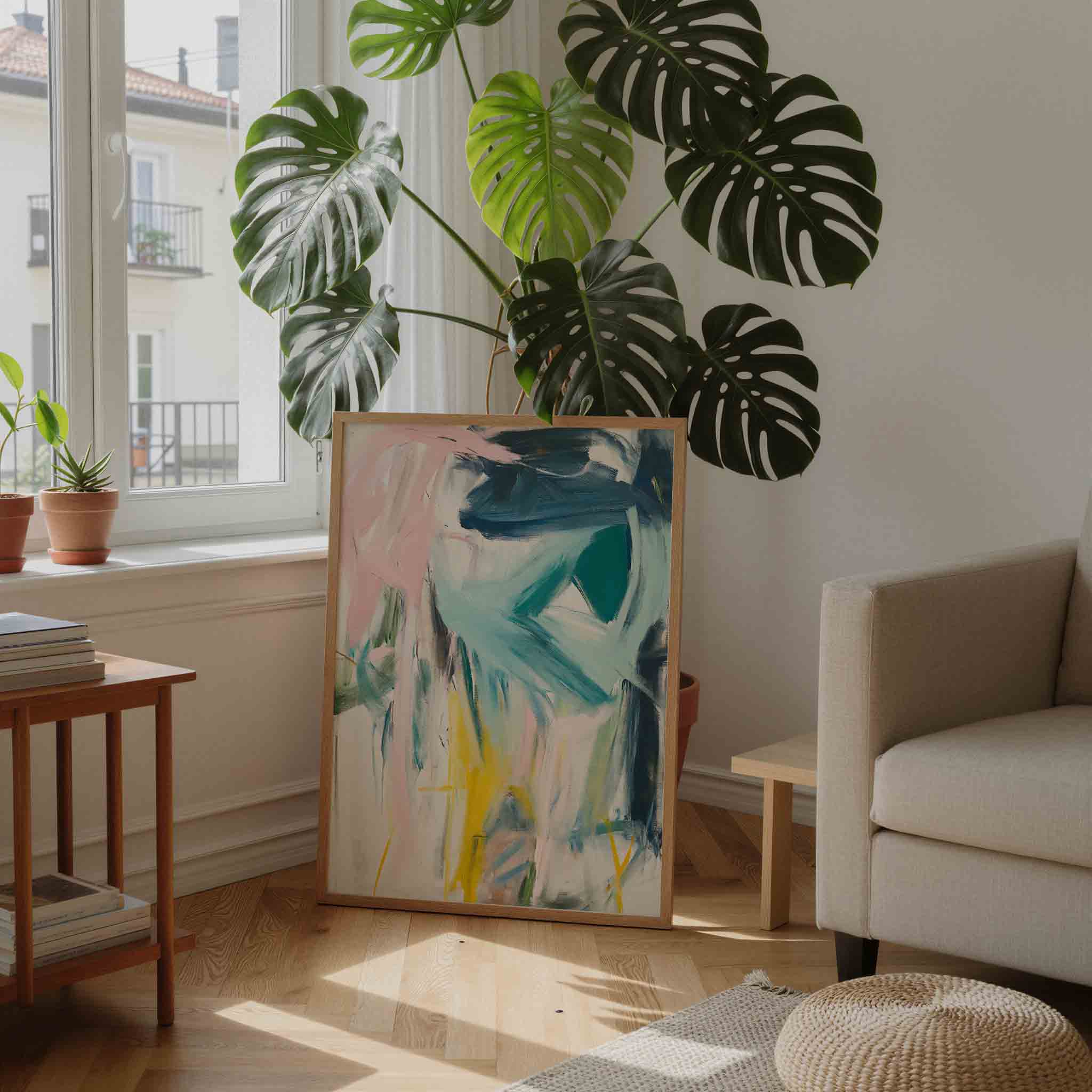 Abstracte penseelstreken Poster