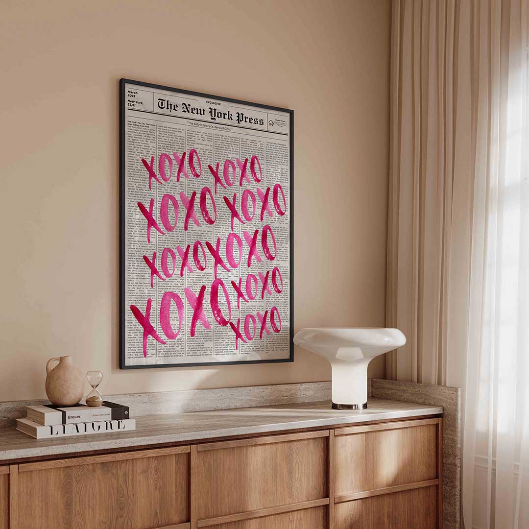 Xoxo op krantenachtergrond Poster