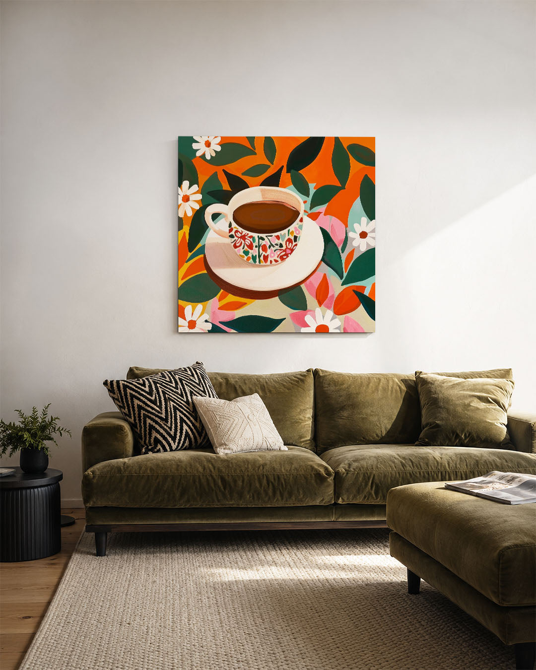Vrolijke koffiekop Kunstwerk