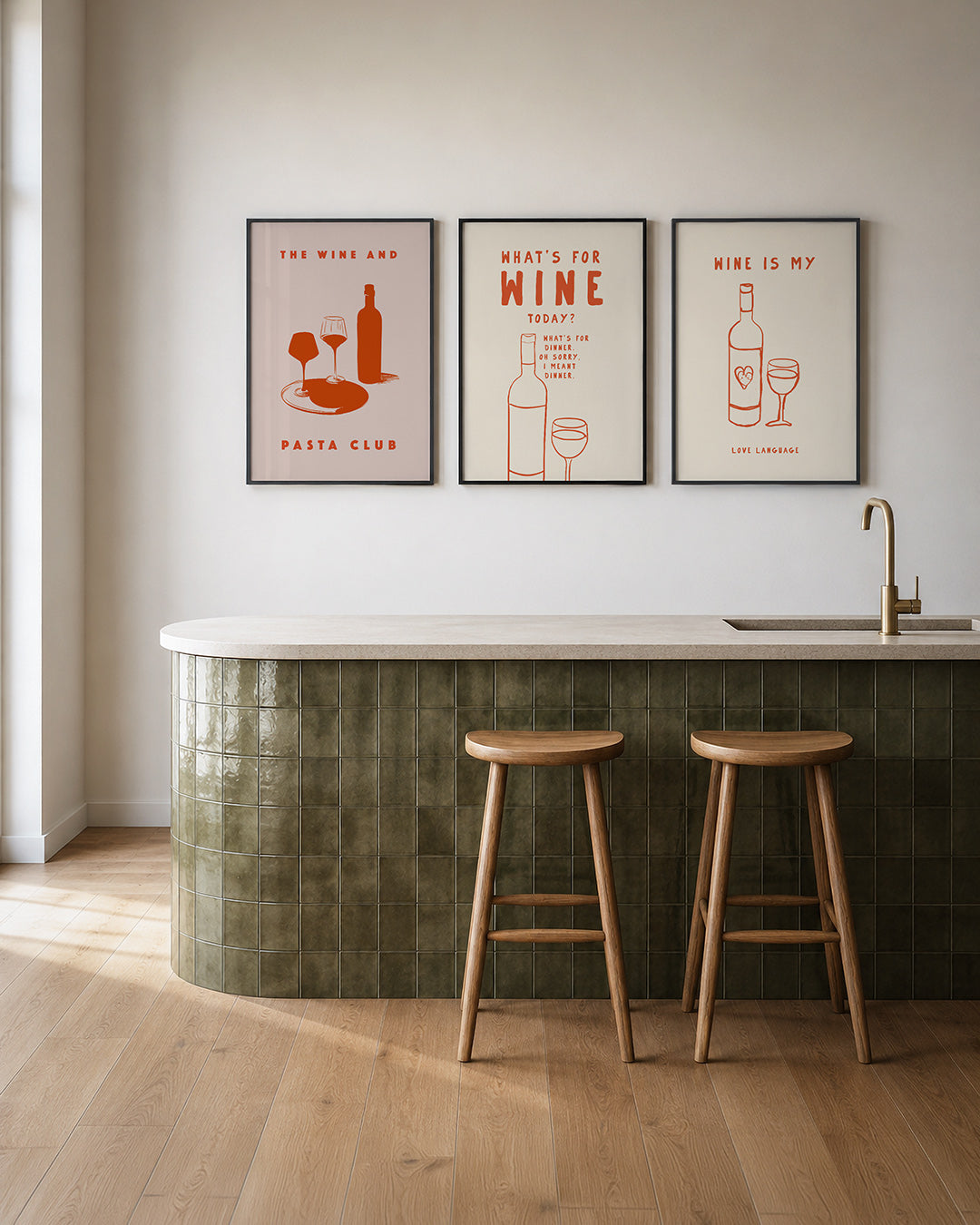 Wijn en pasta Posterset