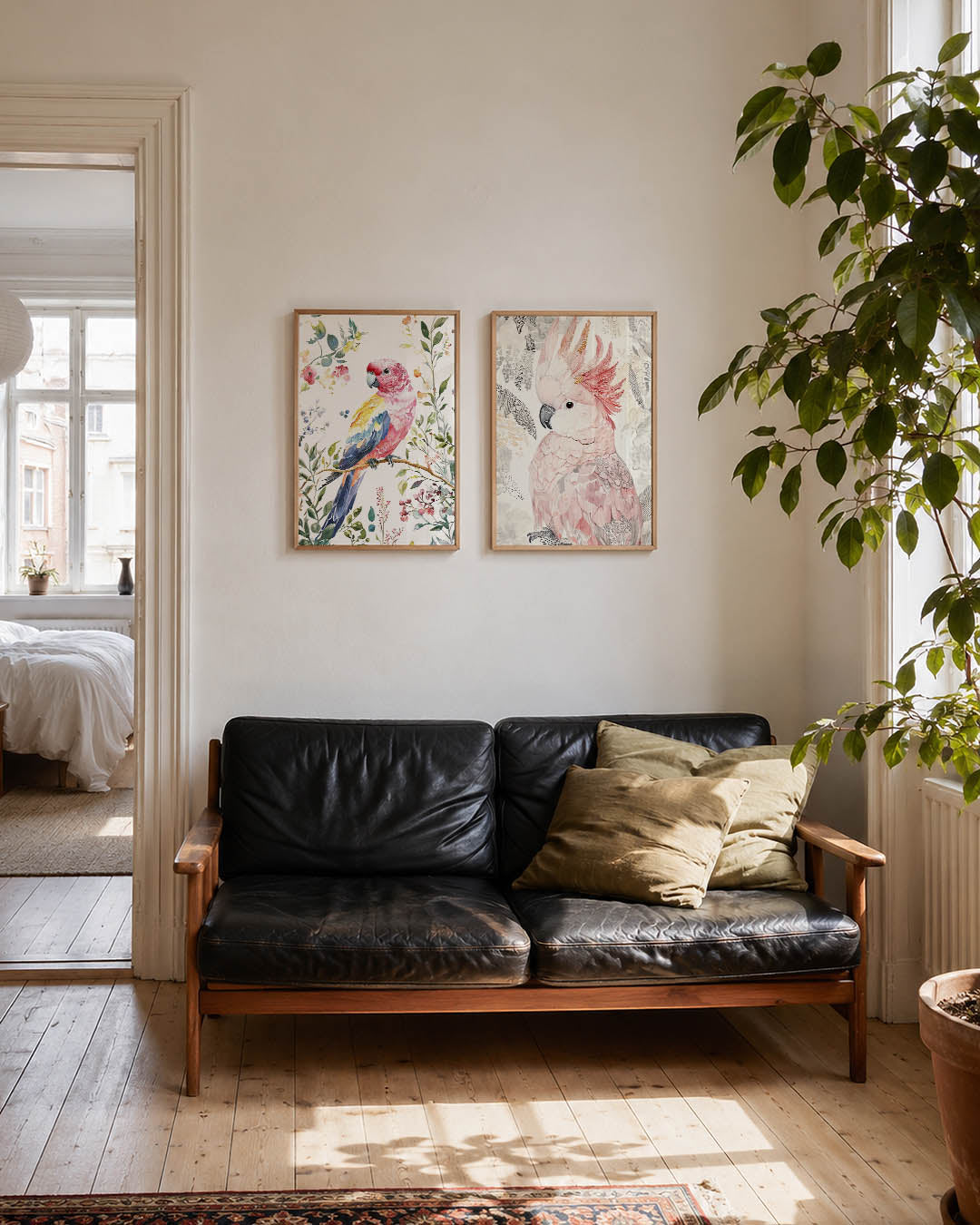Vogel en bloemen Posterset