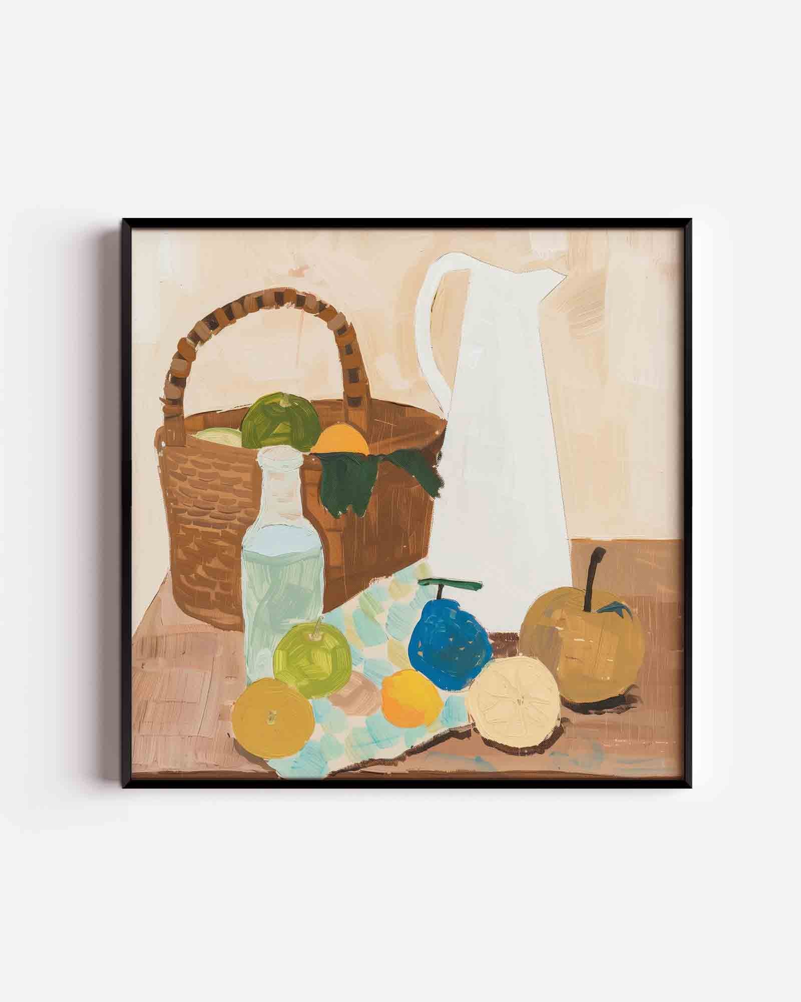 Stilleven met fruit en mand Poster