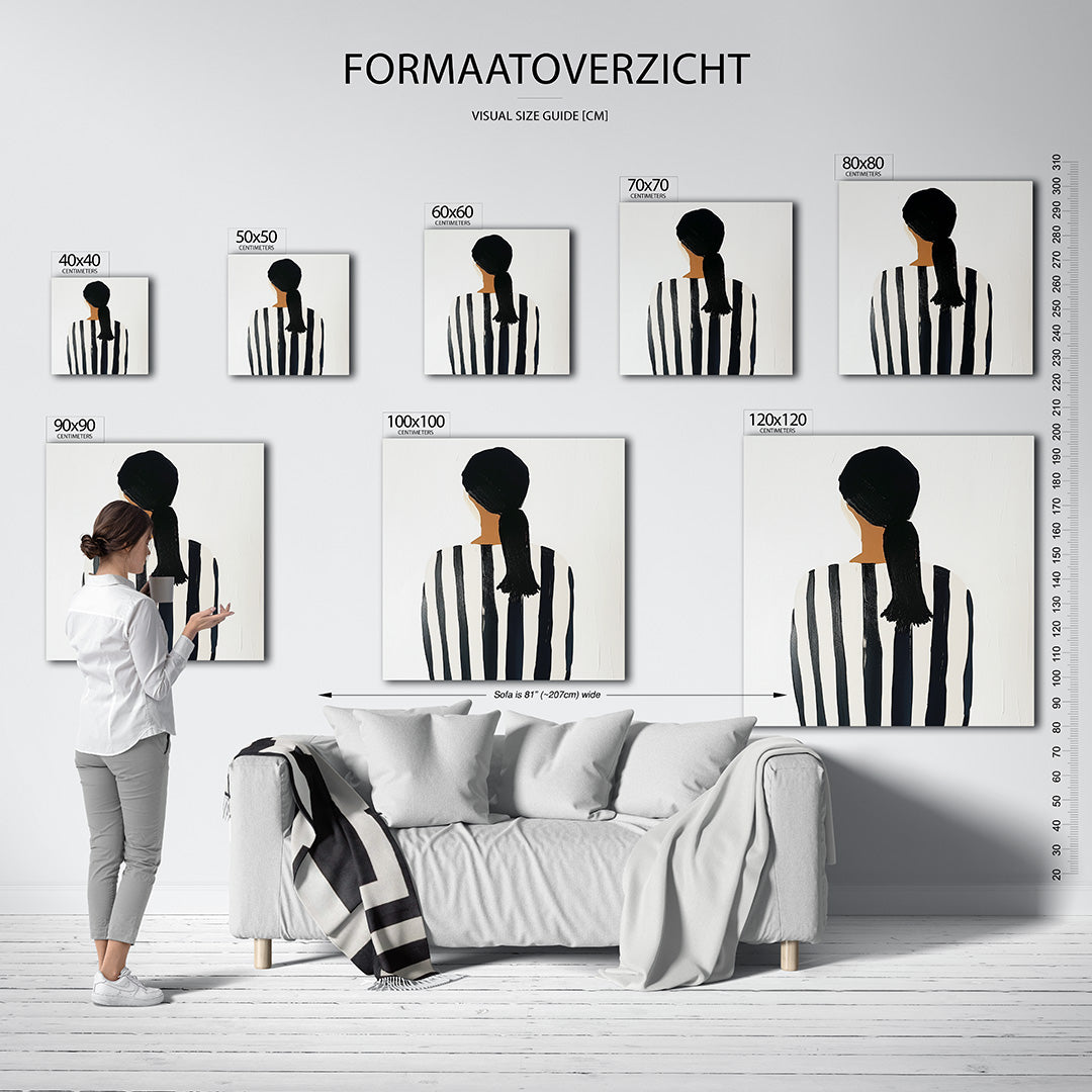 Gestreepte rugfiguur Kunstwerk
