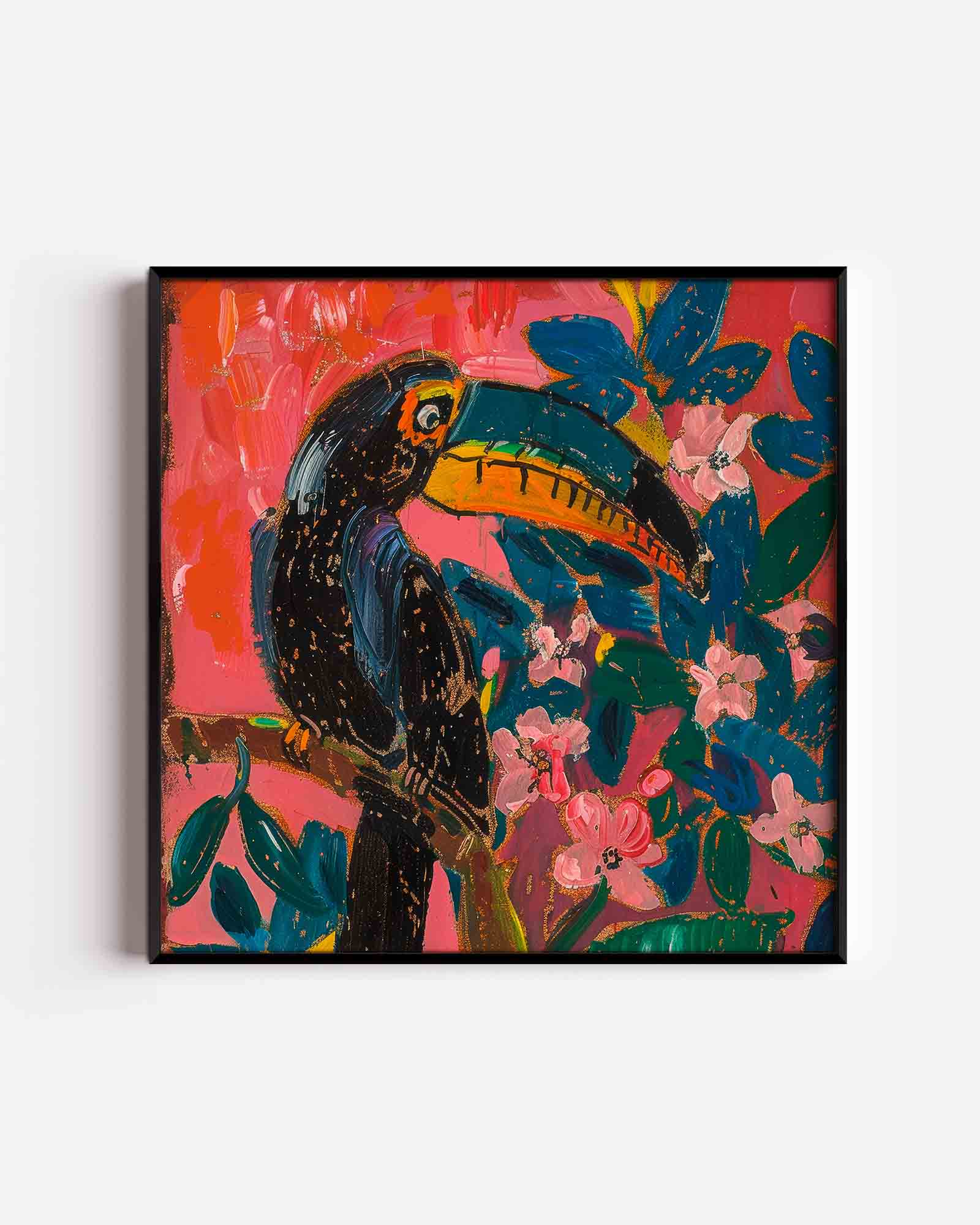 Toekan met bloemen Poster