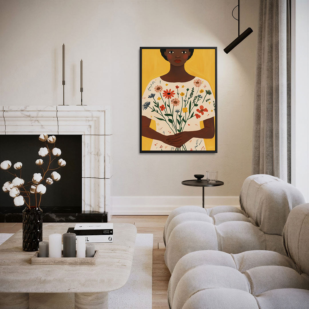Bloemenportret vrouw Kunstwerk