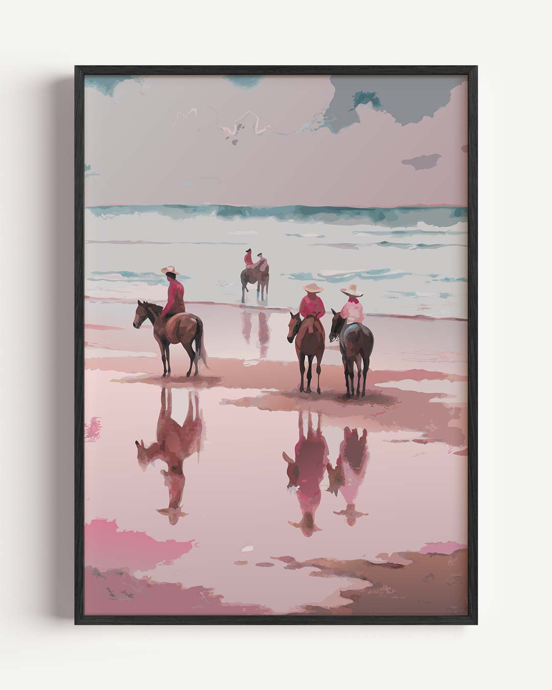 Strandpaarden Wanddecoratie Poster-WallArtistic