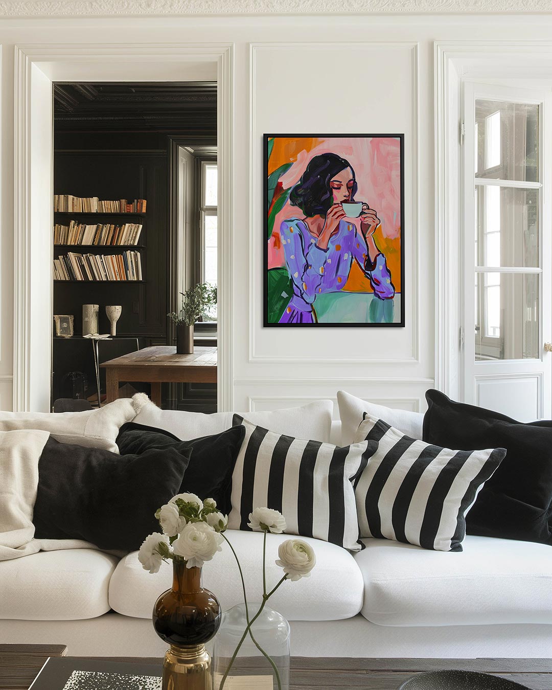 Vrouw met koffiekop Kunstwerk