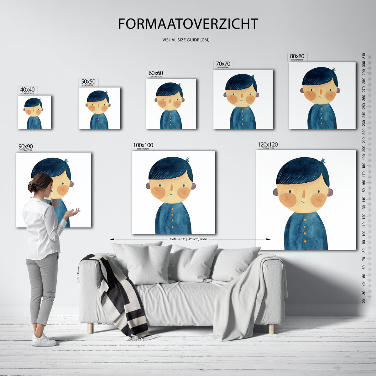 Jongen met blauwe jas Poster