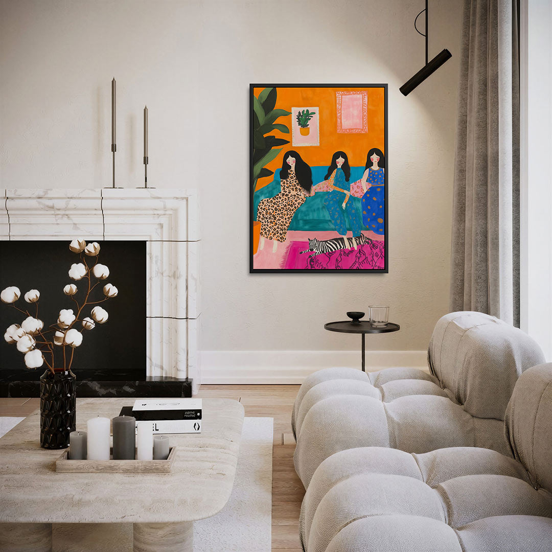 Vrolijke interieur scène Kunstwerk