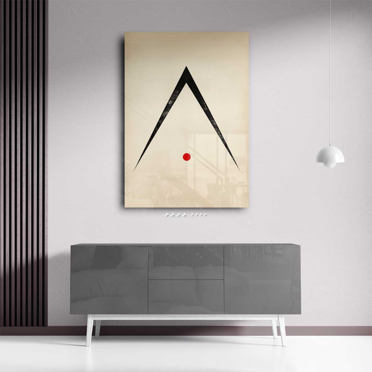 Minimalistisch Abstract Driehoek en Cirkel Kunstwerk-canvas-dibond-plexiglas-wanddecoratie-WallArtistic