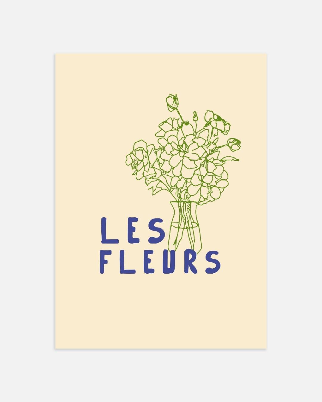 Les fleurs lijntekening Poster