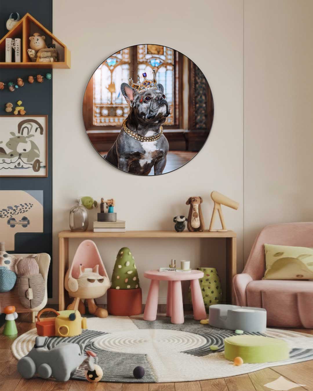 Koninklijke Franse Bulldog Muurcirkel-WallArtistic