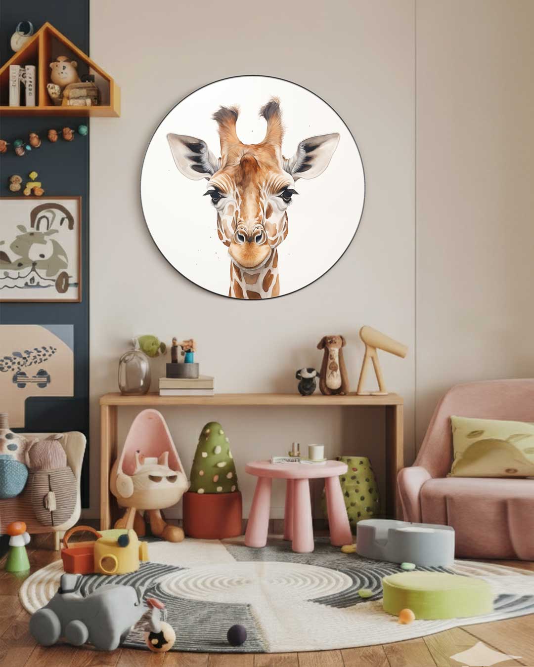 Charmante Giraffe Muurcirkel-WallArtistic