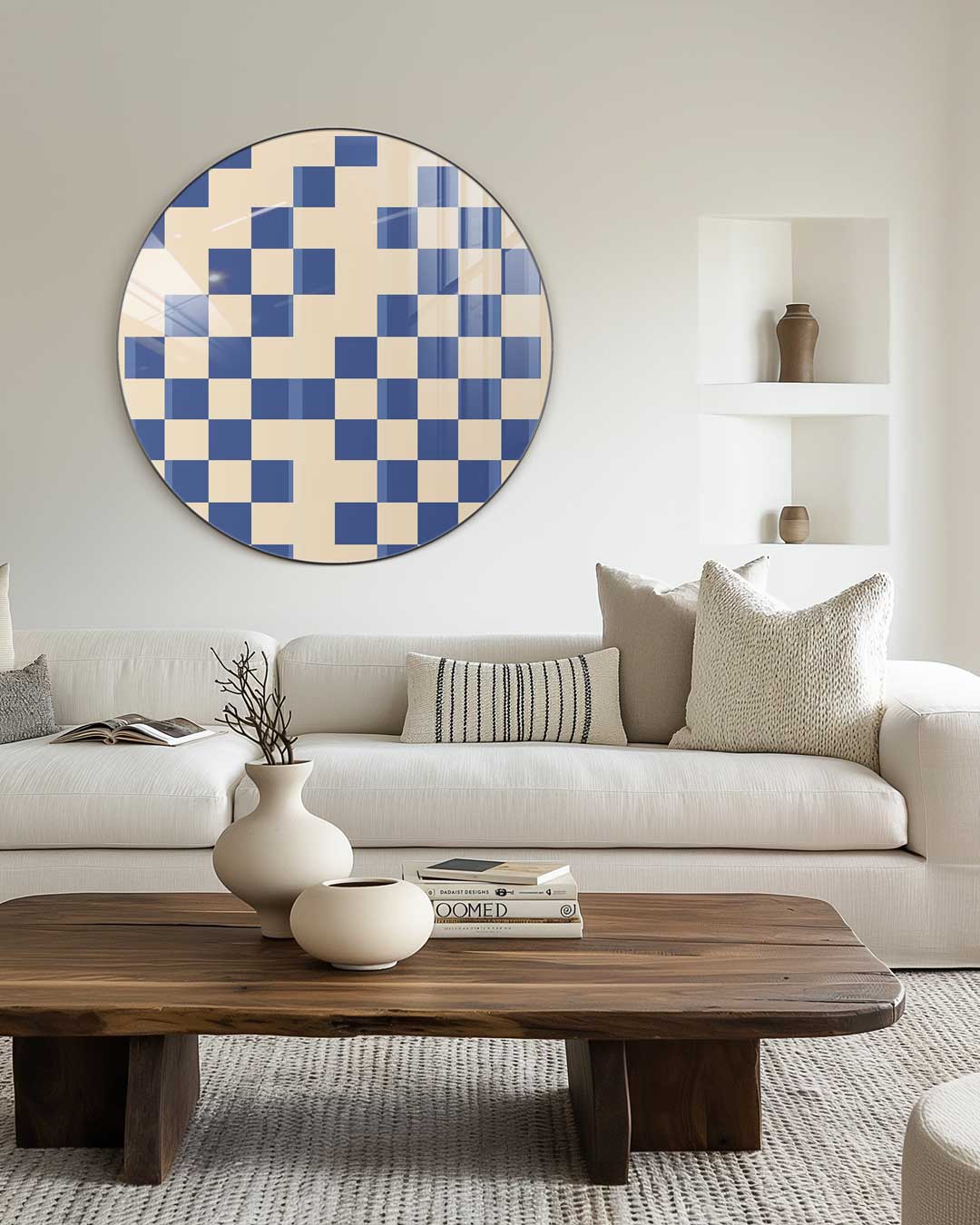 Tijdloze Blauwe Patroon Muurcirkel-WallArtistic