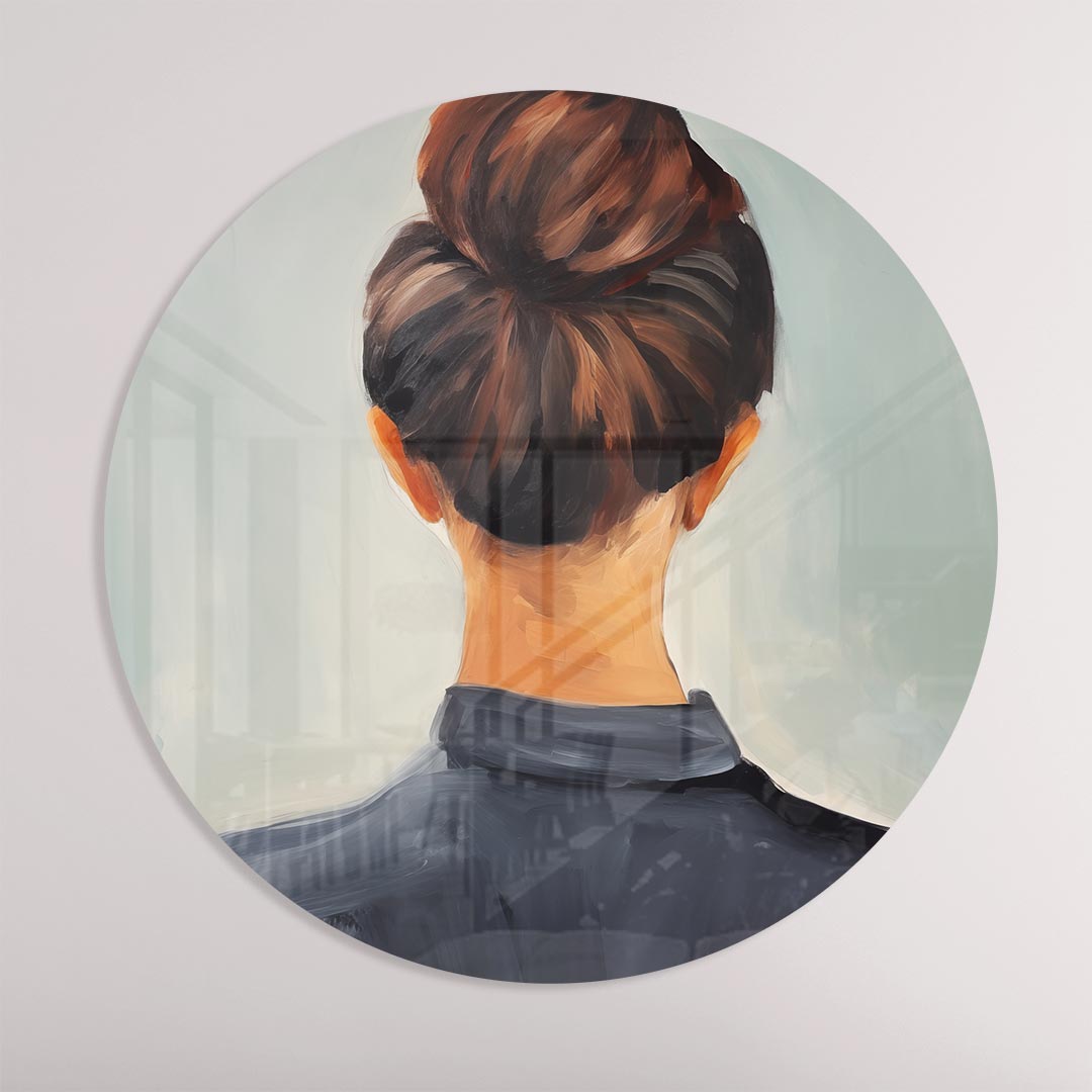 Elegant Haar in Strakke Knot Muurcirkel-WallArtistic
