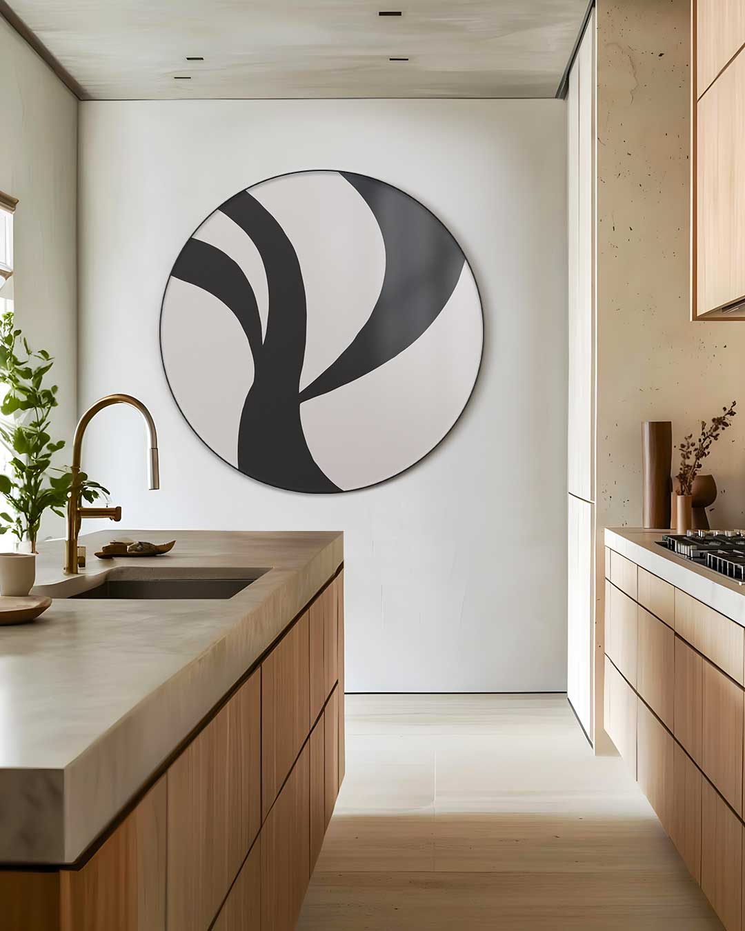 Moderne Zwart-Wit Muurcirkel-WallArtistic