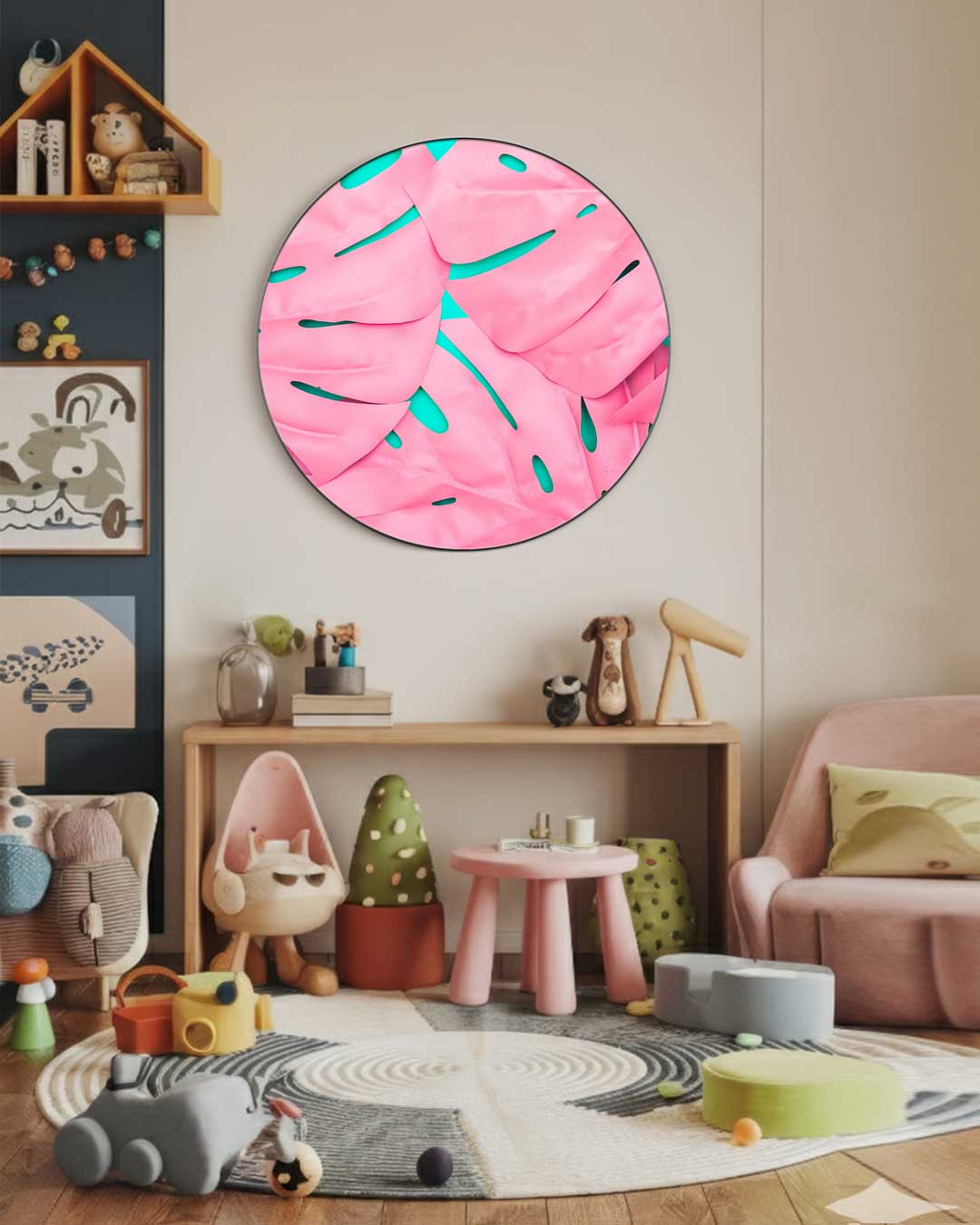 Tropische Monstera Muurcirkel-WallArtistic