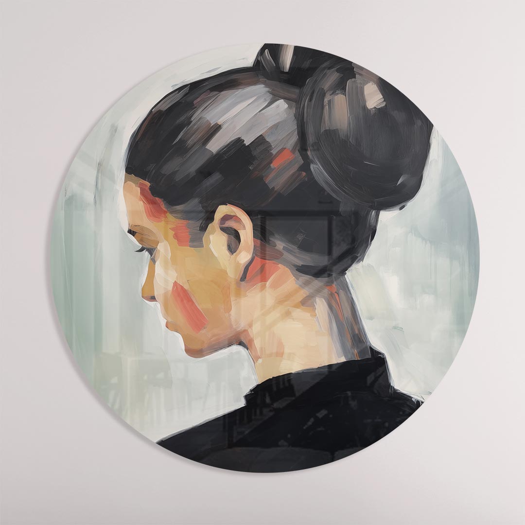 Elegante Vrouwelijk Portret Muurcirkel-WallArtistic