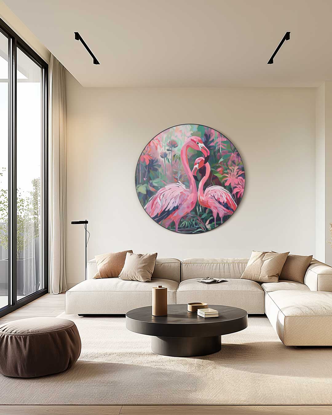 Tropische Flamingo Muurcirkel-WallArtistic