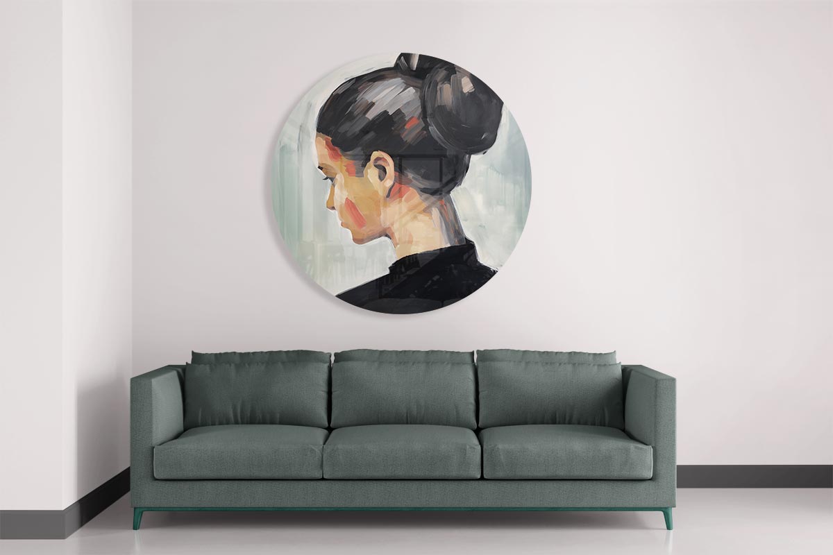 Elegante Vrouwelijk Portret Muurcirkel-WallArtistic