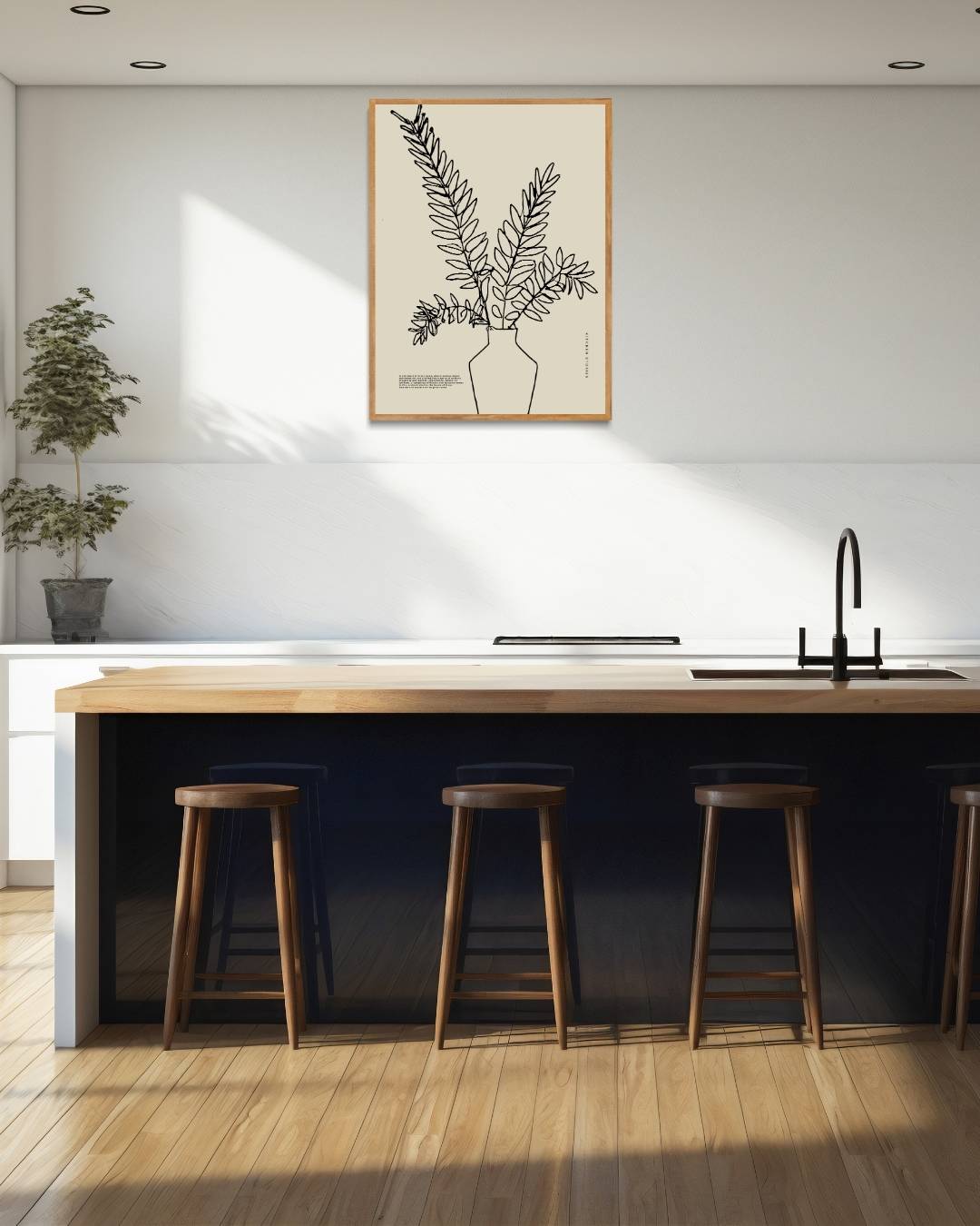 Zwarte planten schets Poster