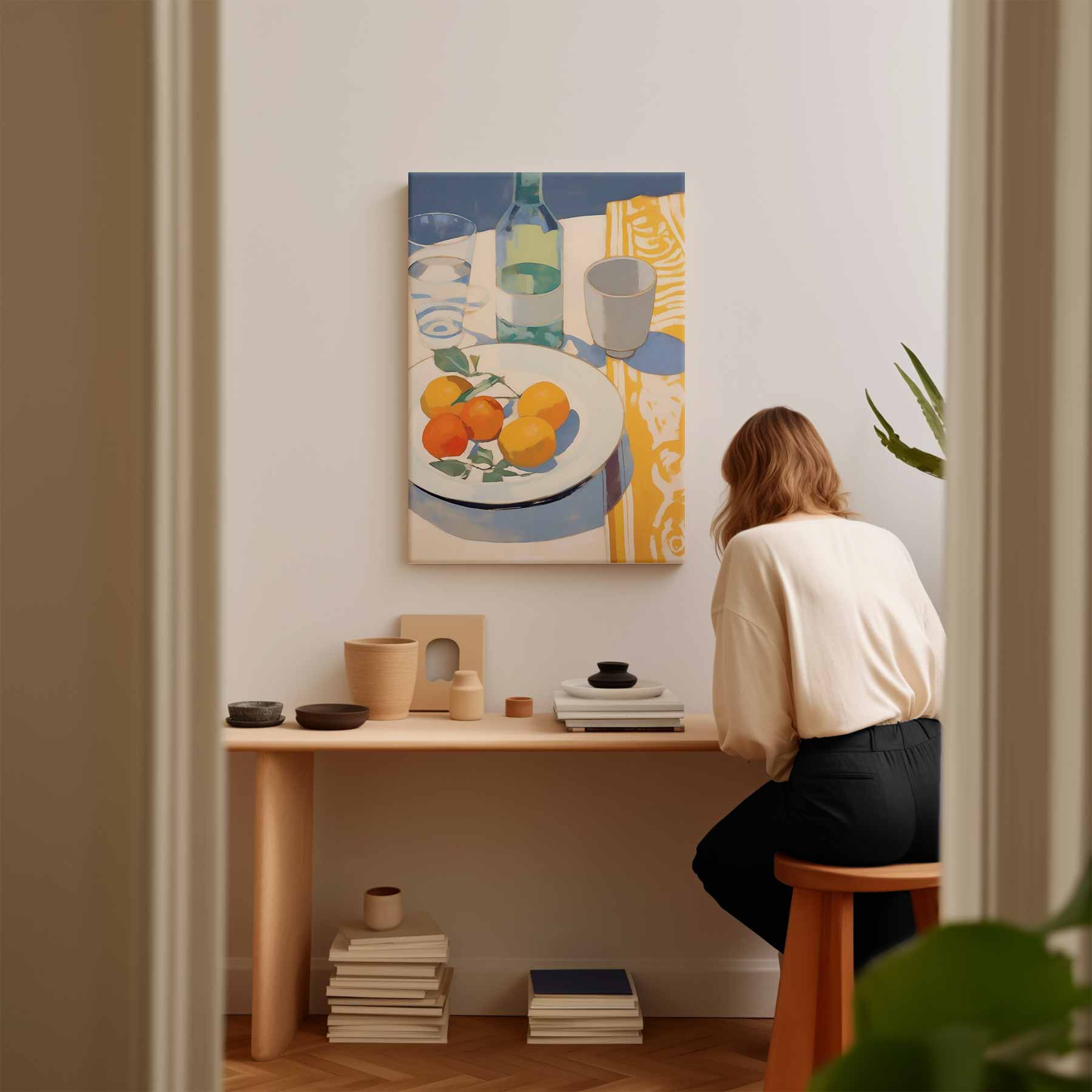 Fruit en streepjeskleed