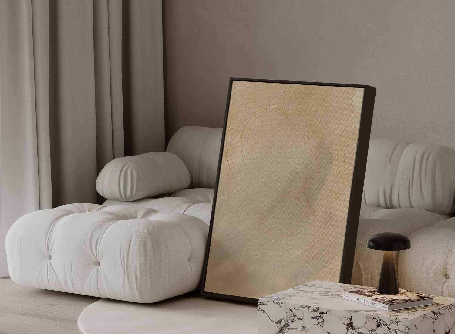 Beige achtergrond met gebogen lijnen
