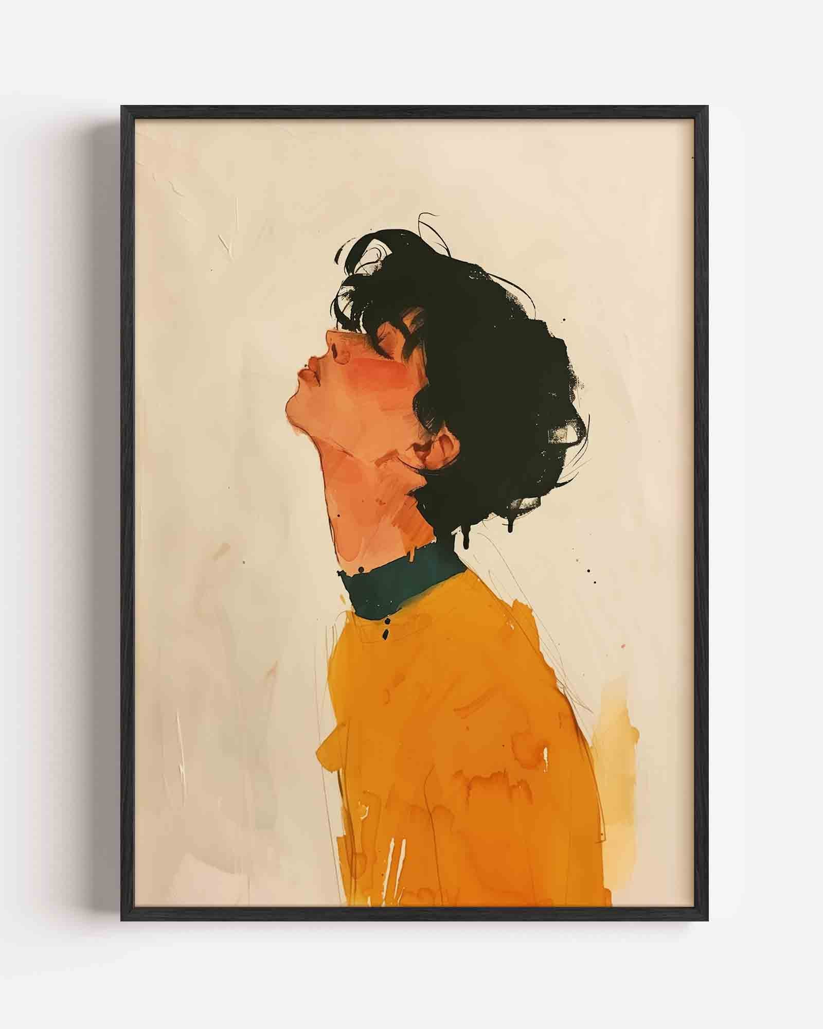 Portret met oranje trui Poster