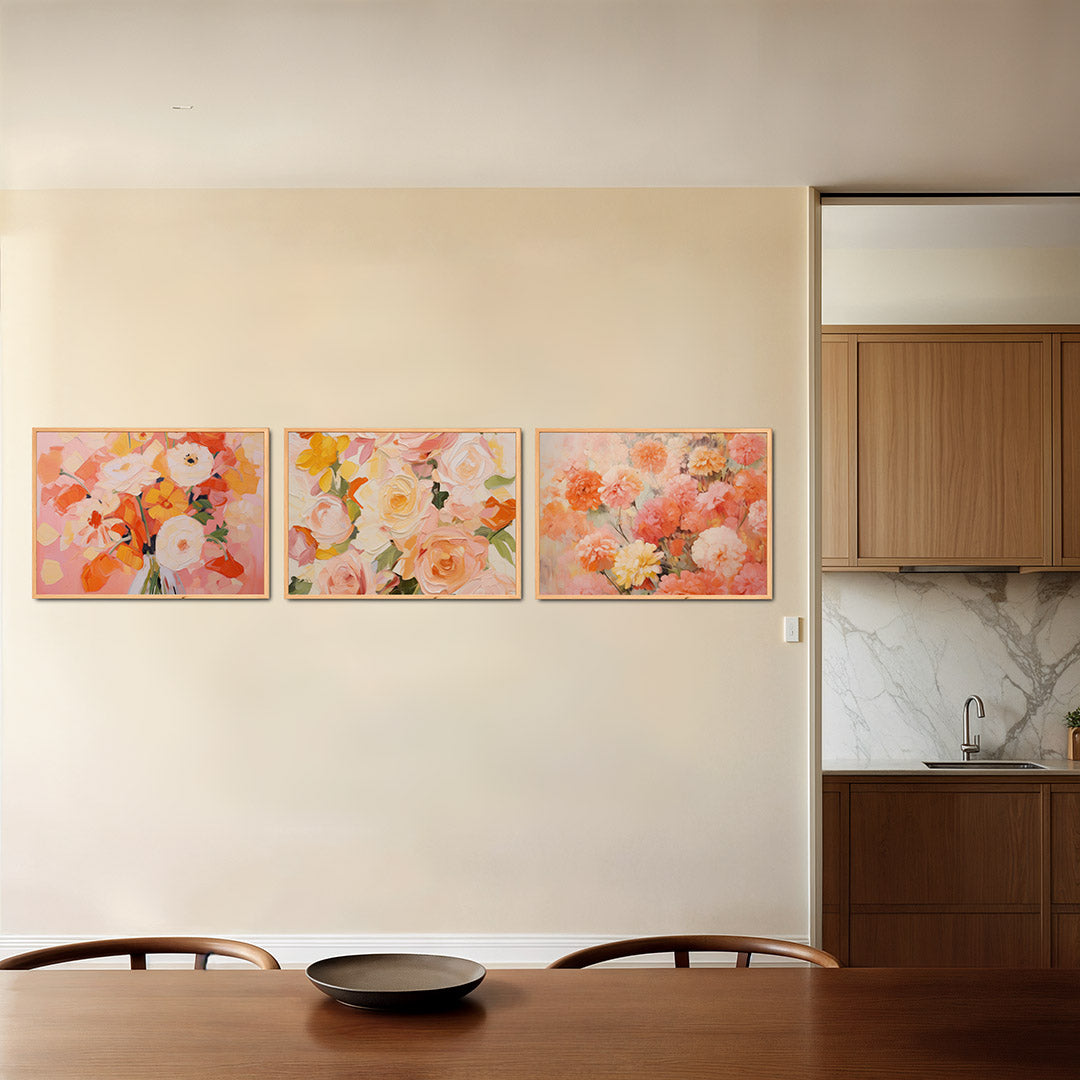 Bloemrijke kleurvlakken Posterset