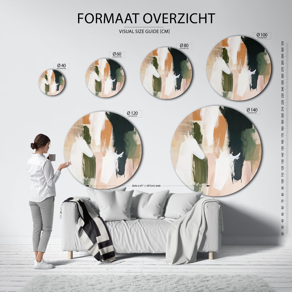 Abstracte paarden Muurcirkel