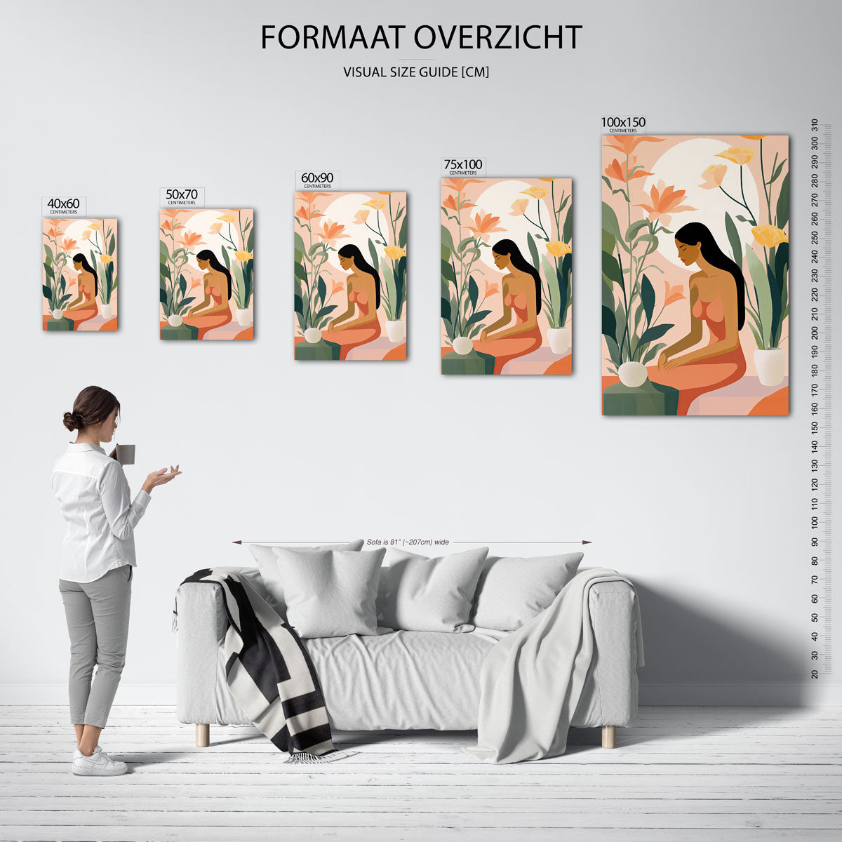 Vrouw met bloemen Kunstwerk