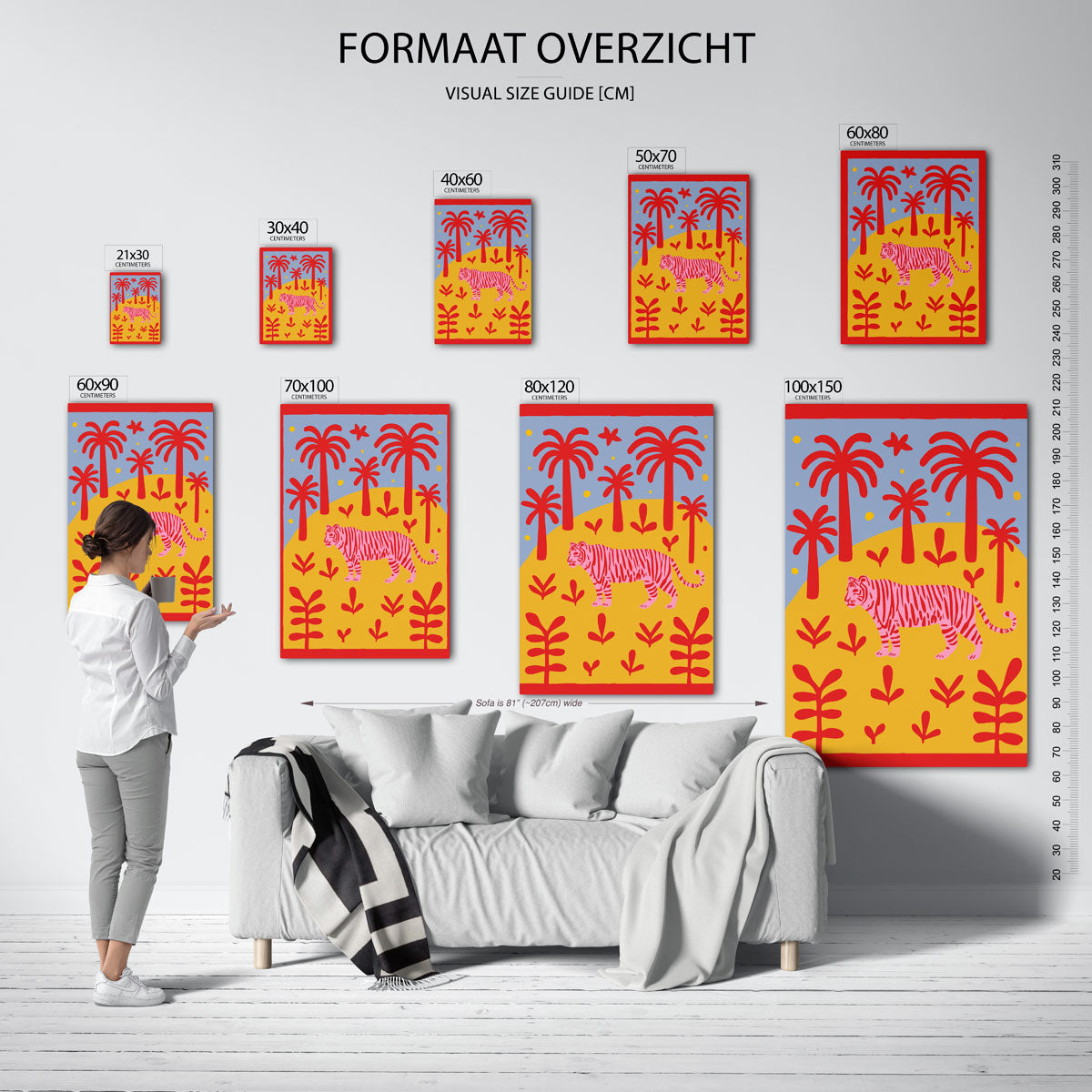 Tijger en palmbomen Poster
