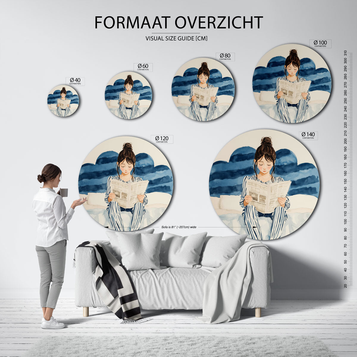 Lezende vrouw Muurcirkel