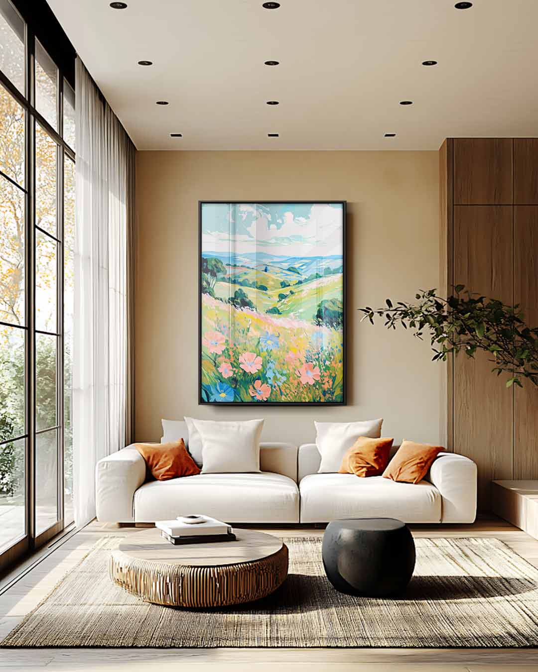 Zomerse Bloemenweide Kunstwerk-canvas-dibond-plexiglas-wanddecoratie-WallArtistic