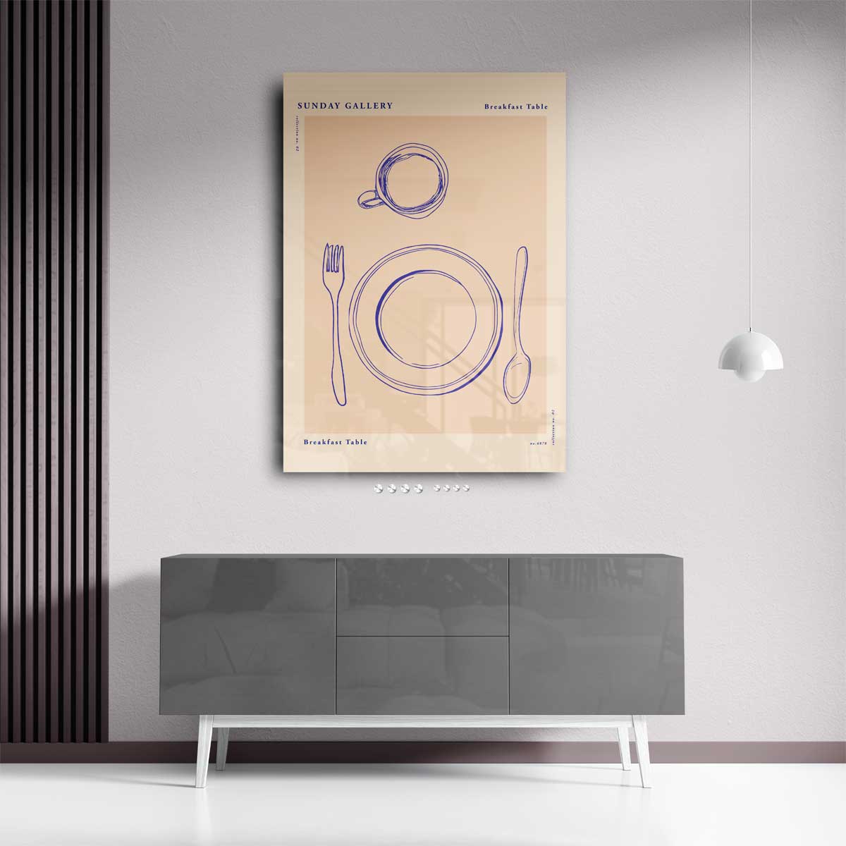 Ontbijttafel Illustratie Kunstwerk-canvas-dibond-plexiglas-wanddecoratie-WallArtistic