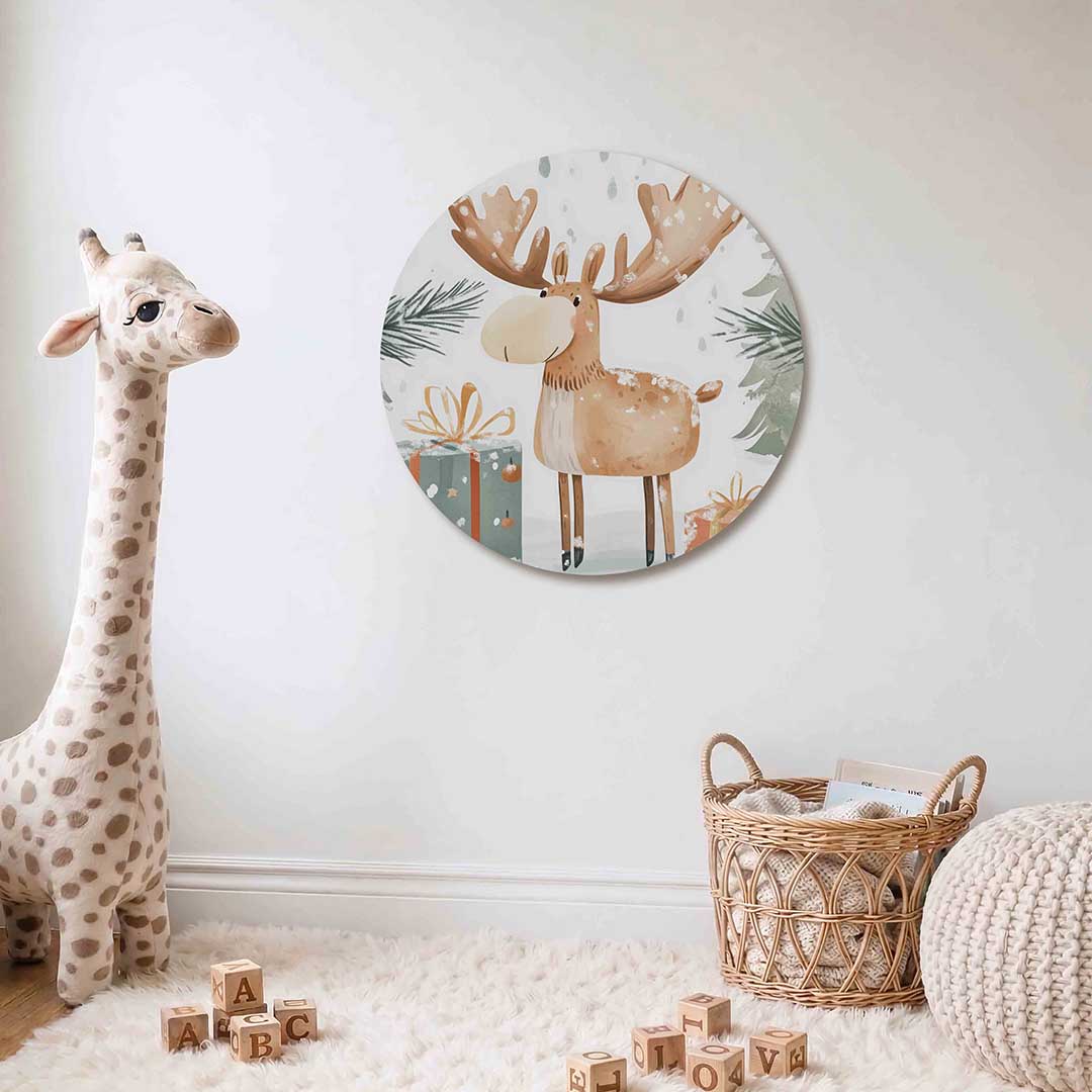 Eland met cadeaus Muurcirkel