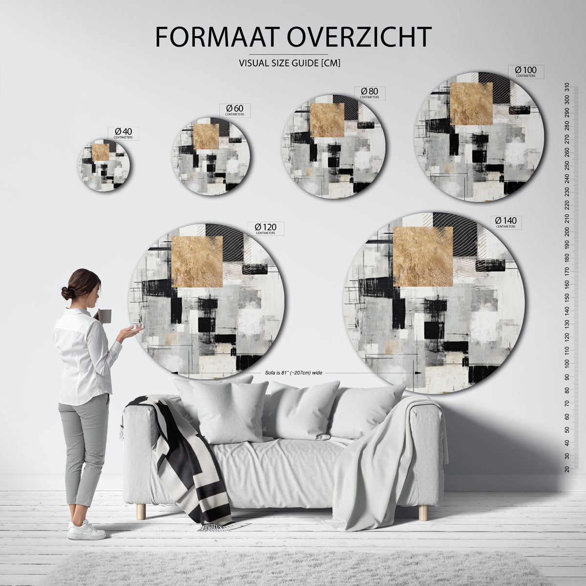 Abstracte vormen Muurcirkel