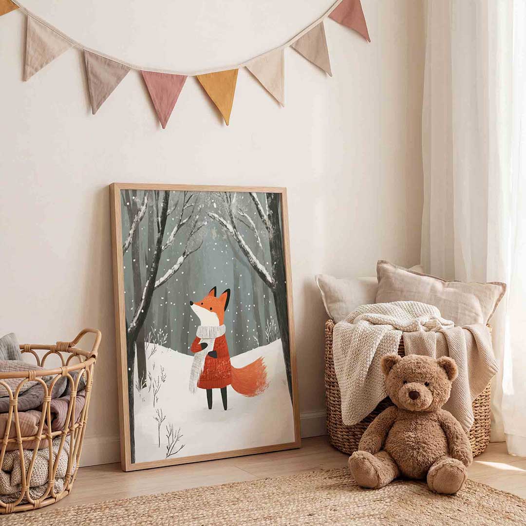 Vos in winterlandschap Poster