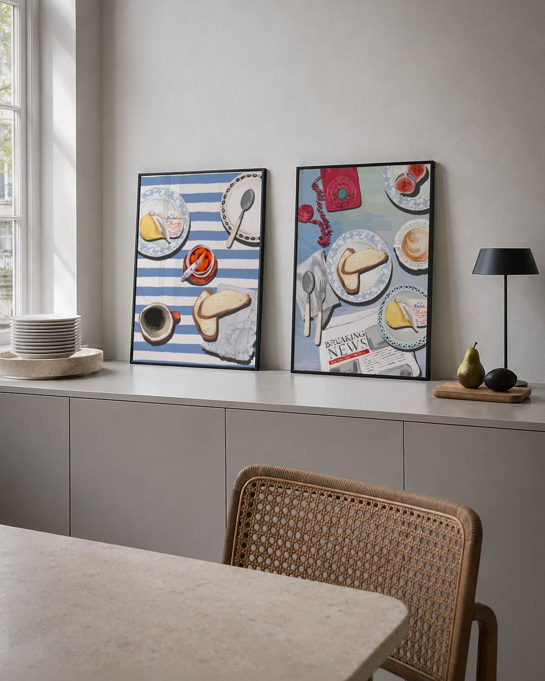 Ontbijt op strepen Posterset