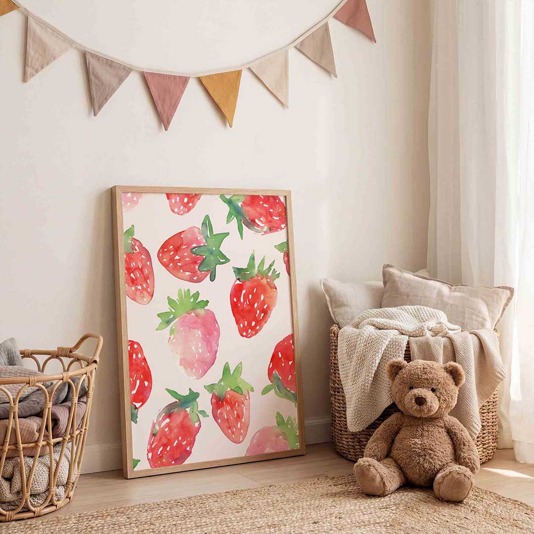 Aardbeien patroon Poster