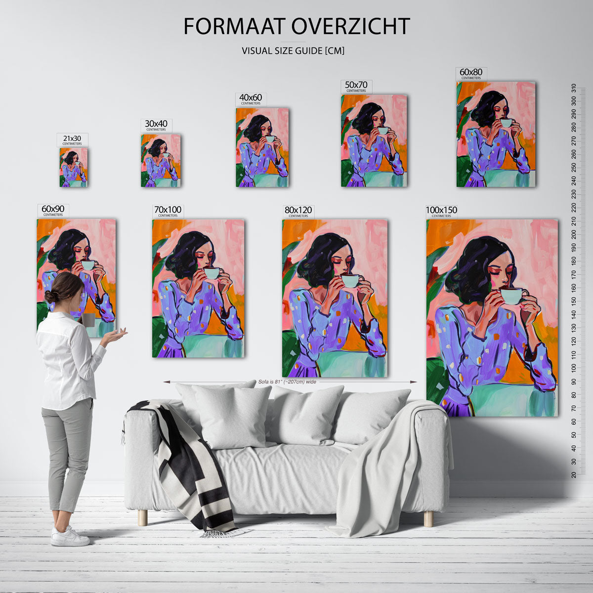 Vrouw met kopje Poster