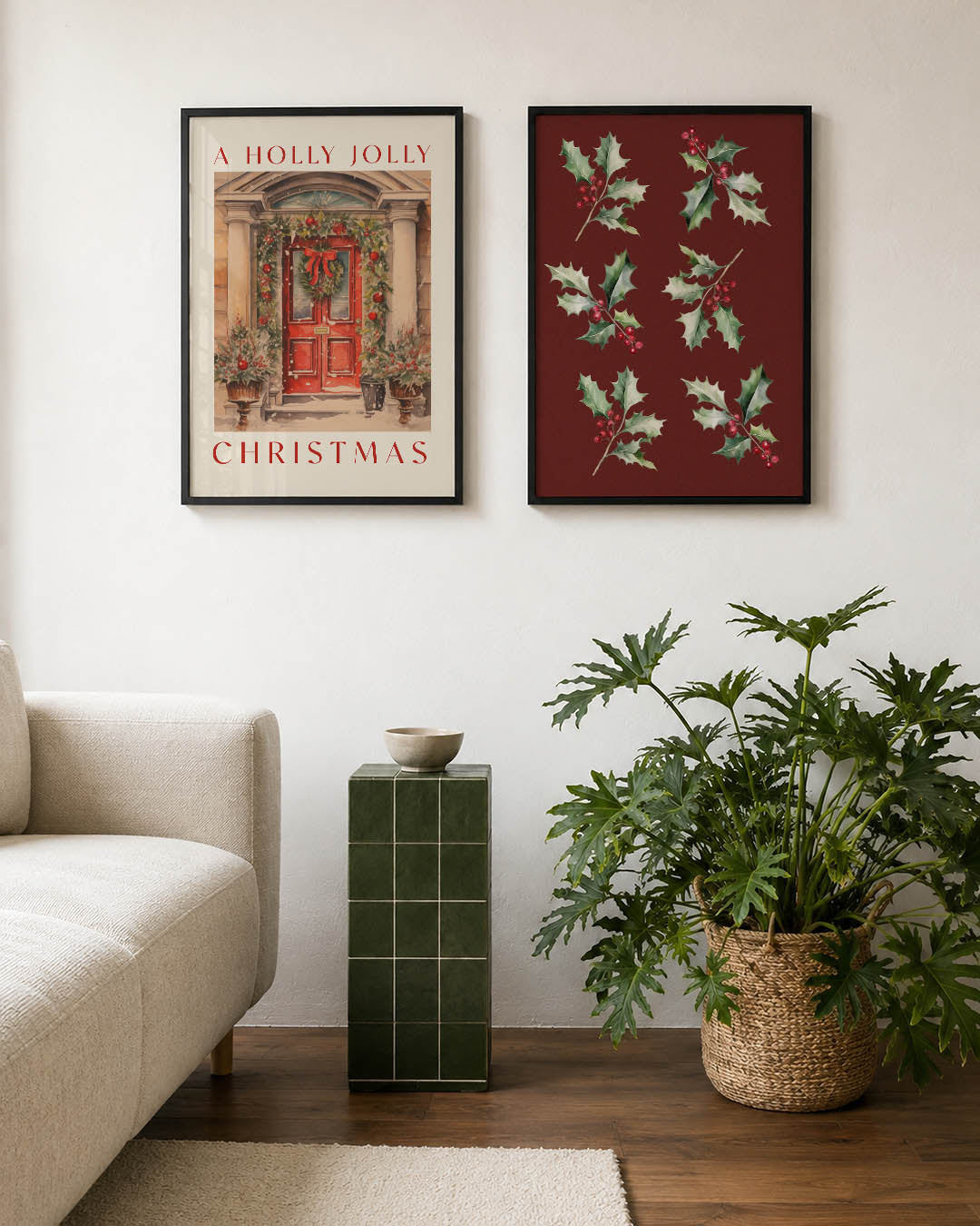 Kerstdeur en krans Posterset