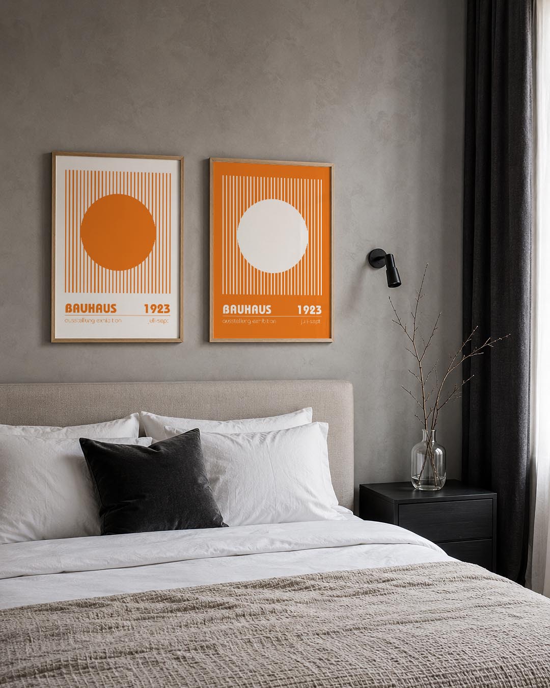 Oranje cirkel en lijnen Posterset