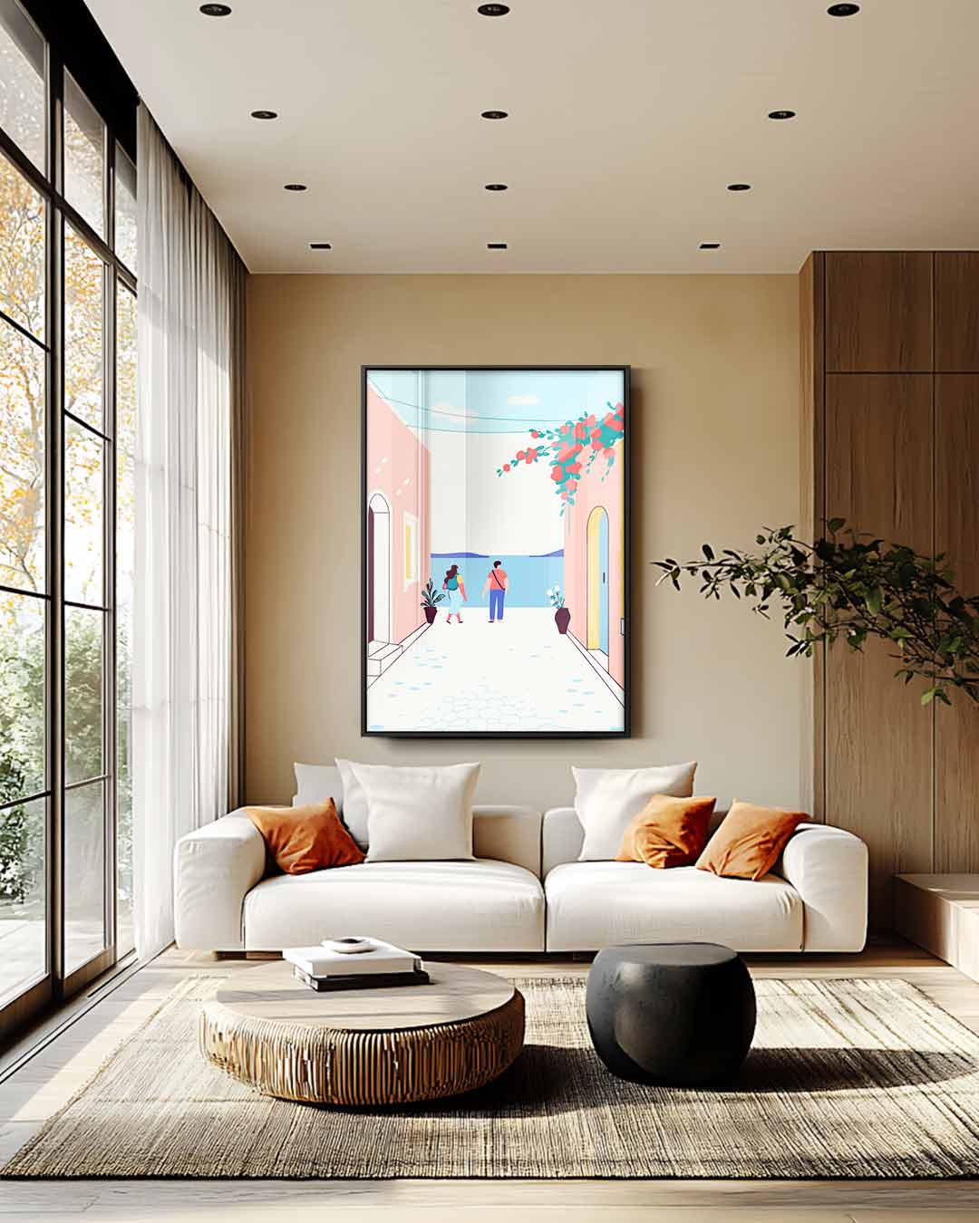 Zomerse Wandeling aan Zee Kunstwerk-canvas-dibond-plexiglas-wanddecoratie-WallArtistic