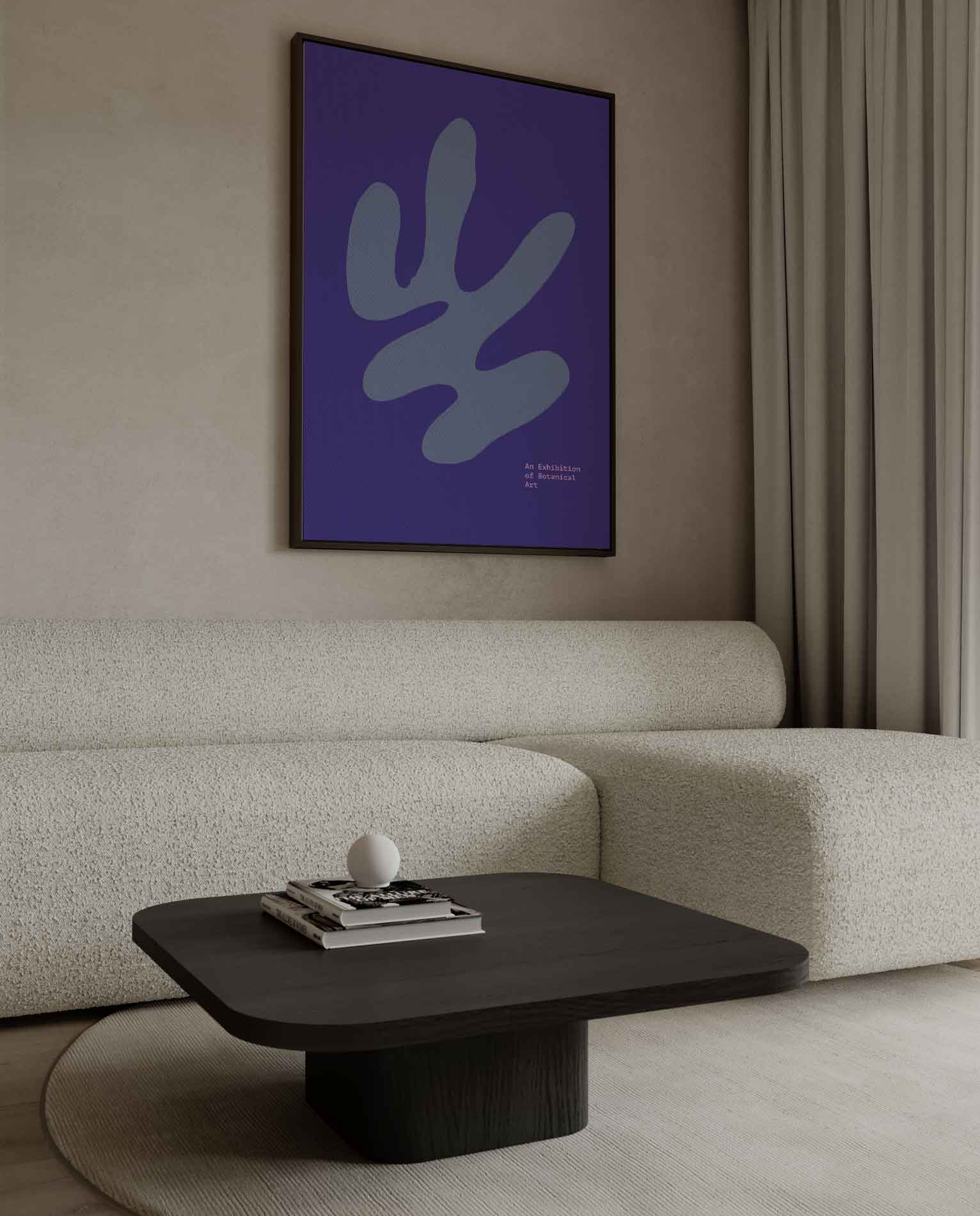 Blauwe Botanische Expressie Kunstwerk-canvas-dibond-plexiglas-wanddecoratie-WallArtistic