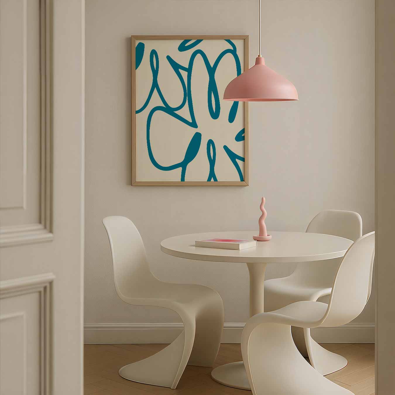 Abstracte Blauwe Bloem Poster-WallArtistic