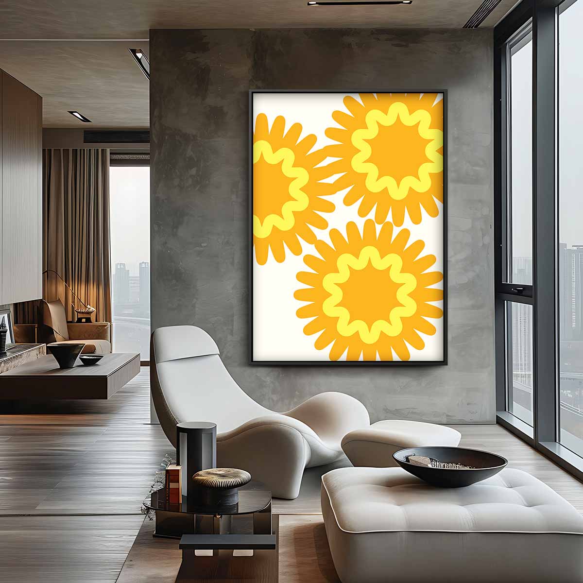 Zonnige Bloemexplosie Kunstwerk-canvas-dibond-plexiglas-wanddecoratie-WallArtistic