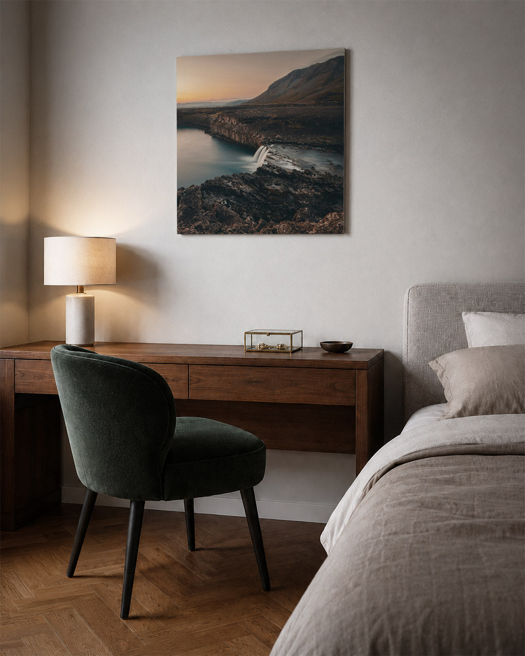 Rustige waterval landschap Kunstwerk