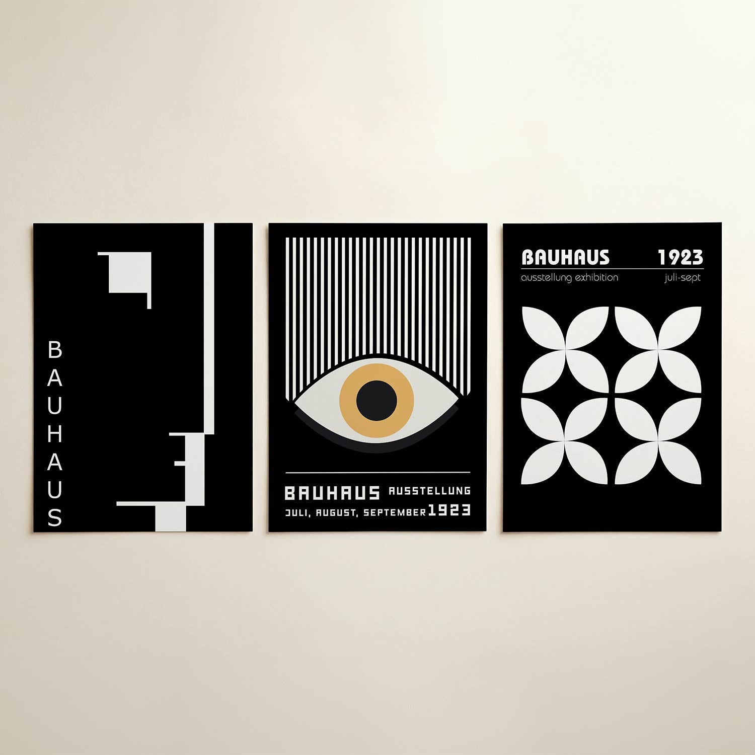 Zwart wit lijnenspel Posterset