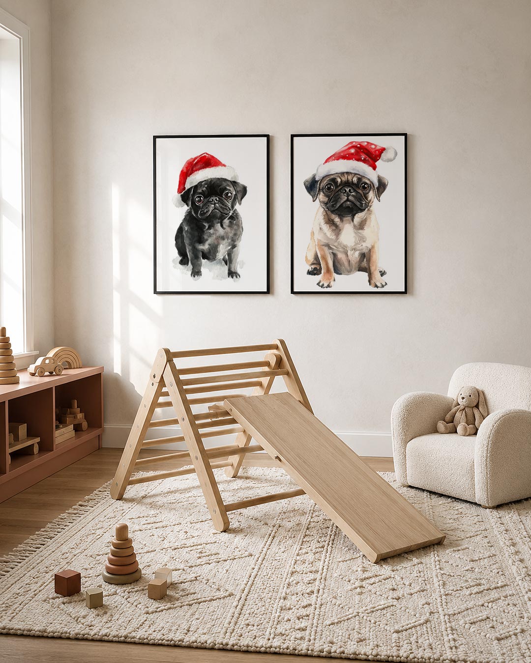 Kleurrijke kerstpug Posterset